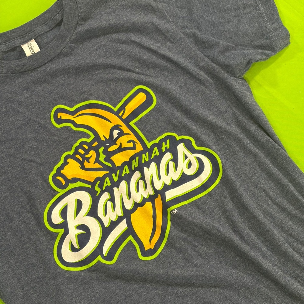 Savannah Bananas T-Shirt Mens S Gray Baseball Angry Banana Logo Ball Team Tee
